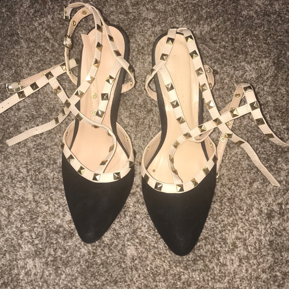 Black/gold Studded Heels